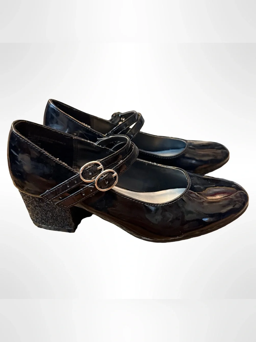Cat & Jack Girls’ Black Patent Mary Jane Heel Shoes | Size 2